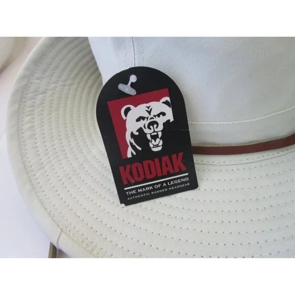 Men's Kodiak Rugged Outback Headwear Beige & Leather Strap - OS 100% Cotton NWT - Picture 4 of 16